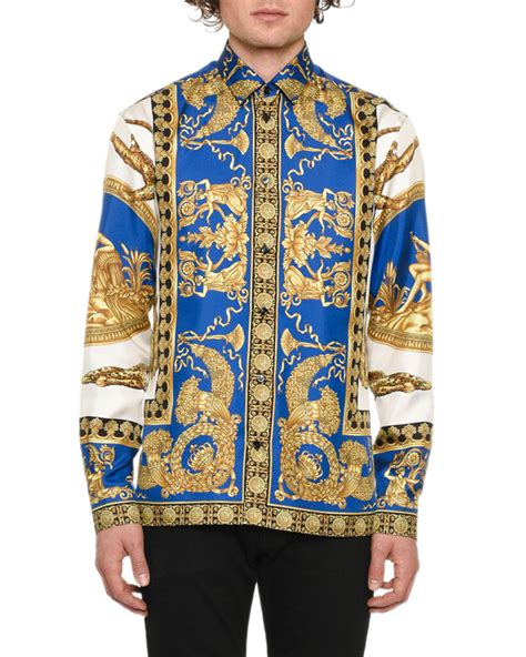 chemise versace bleu|Men's Designer Clothes .